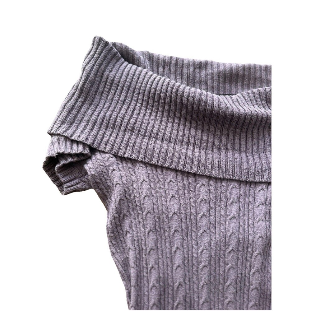 BCBG Max Azria Cable Knit Off Shoulder Sweater Dress XS Lavender Purple Y2K - Picture 3 of 7
